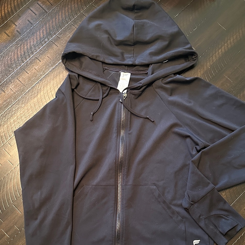 Fabletics Black Zip-Up Crop Hoodie
